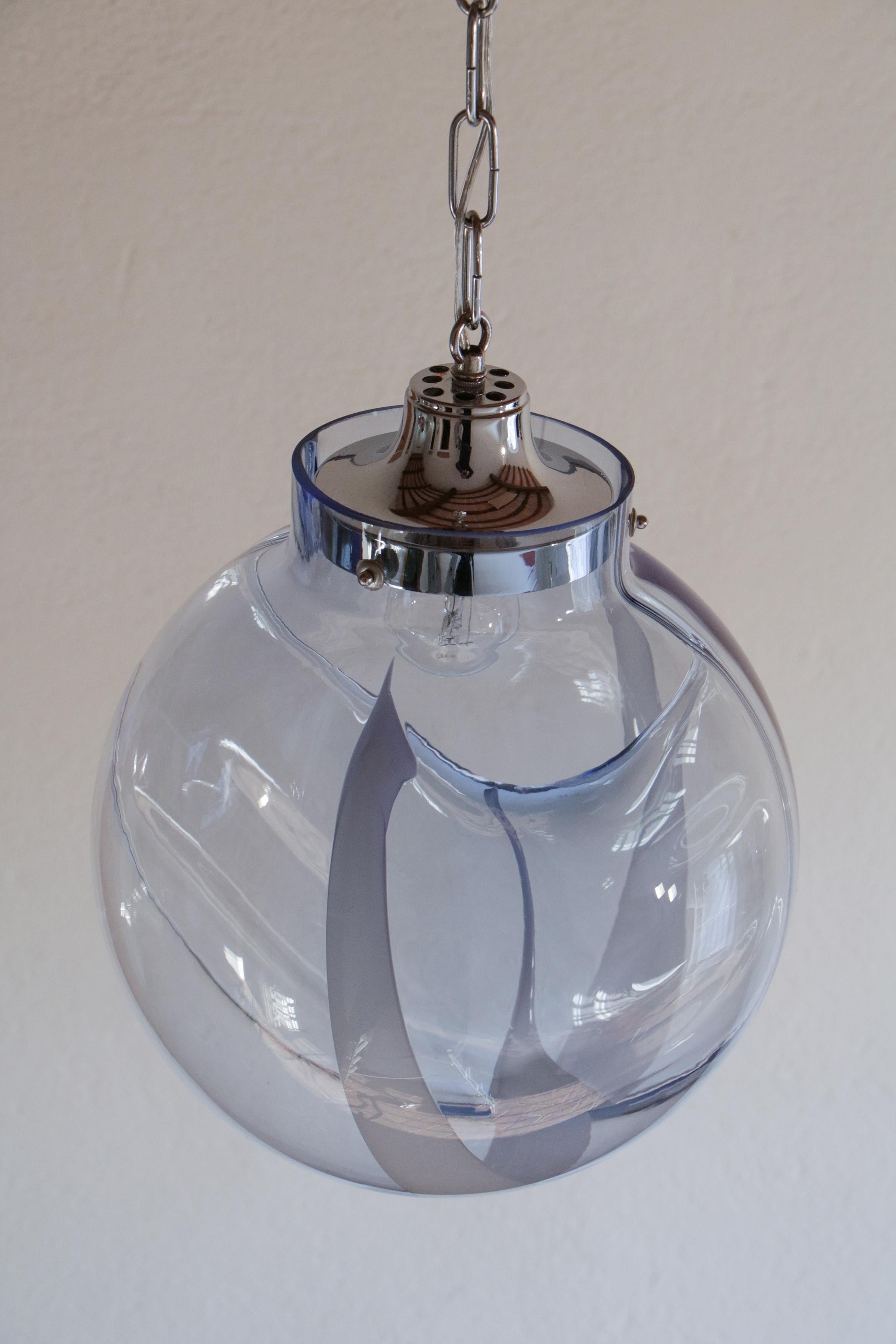 Italian Mid-Century Murano Ball Glass Pendant Lamp by Toni Zuccheri, 1960s For Sale 2