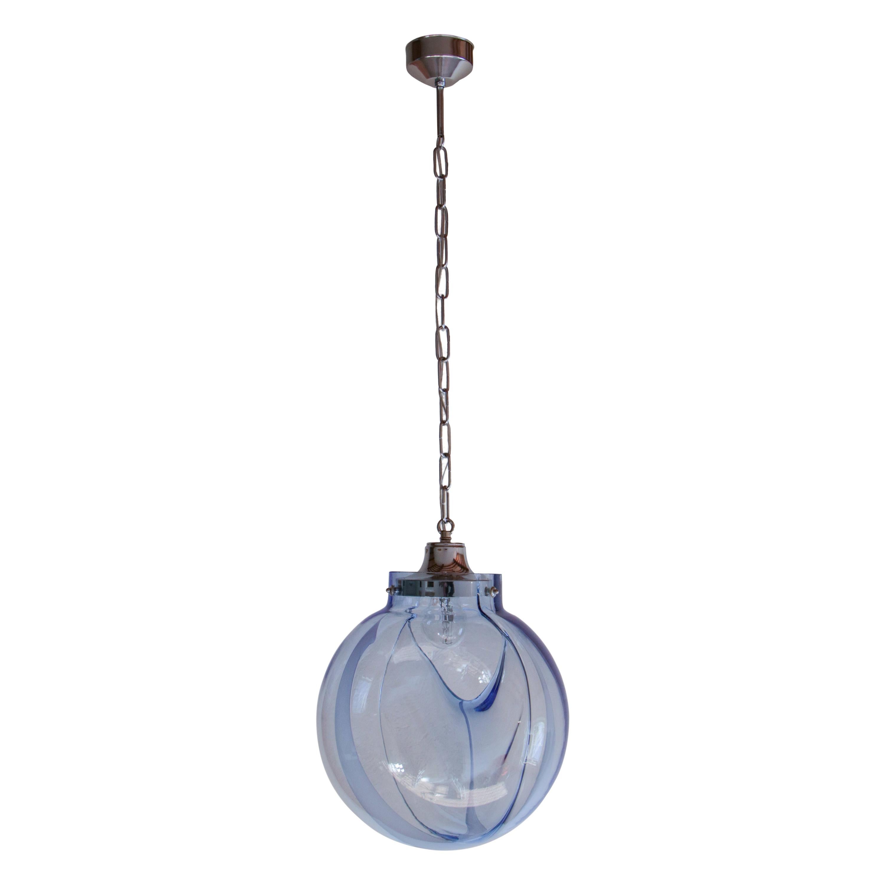 Stylish Italian mid-century blown Murano glass, ball shape pendant lamp designed by Toni Zuccheri in the 1960s per Venini fashion house and named this piece 