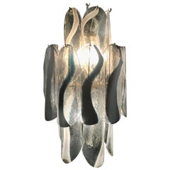 Italian Midcentury Murano Bicolored Petal Chandelier by Mazzega
