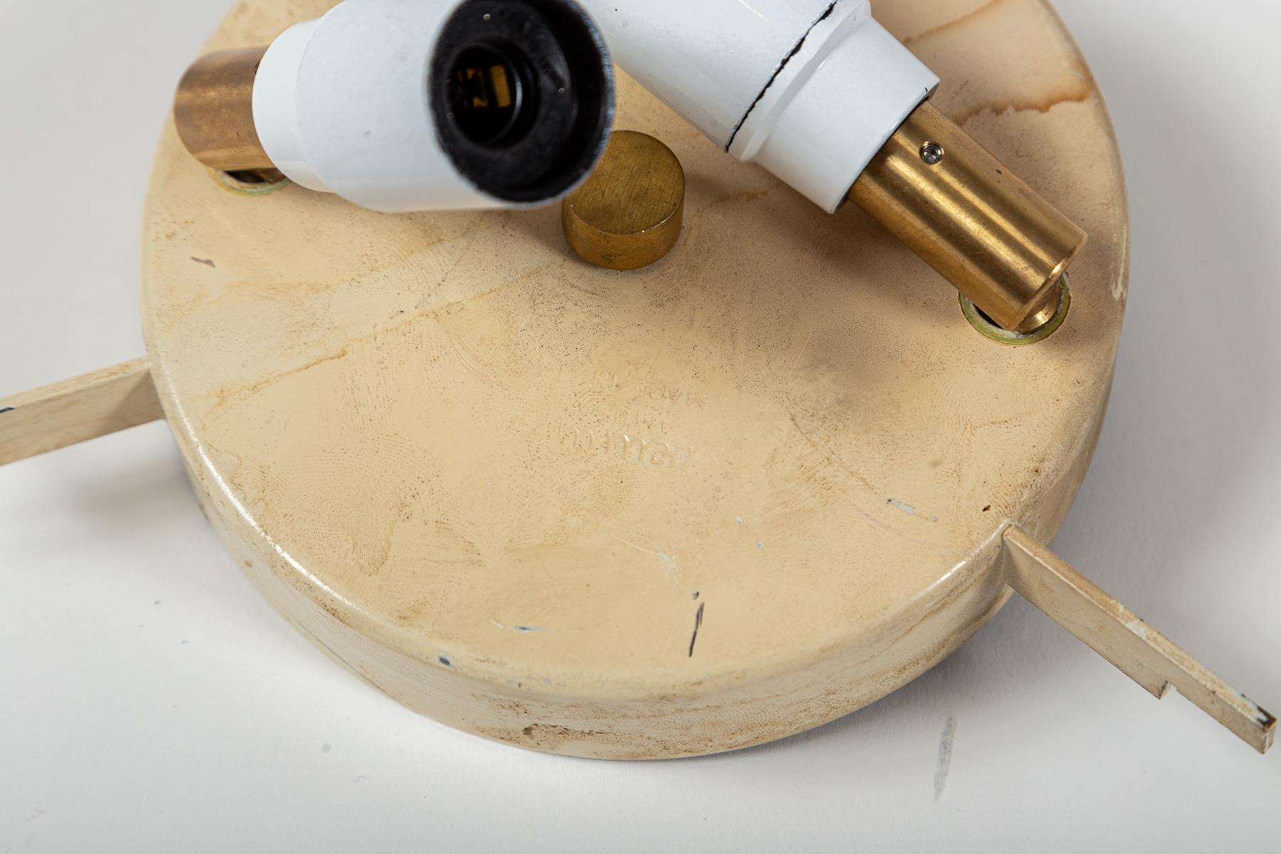 Italian Mid Century Murano Blown 'Maculato' White Flush Mounts Signed By Venini For Sale 2