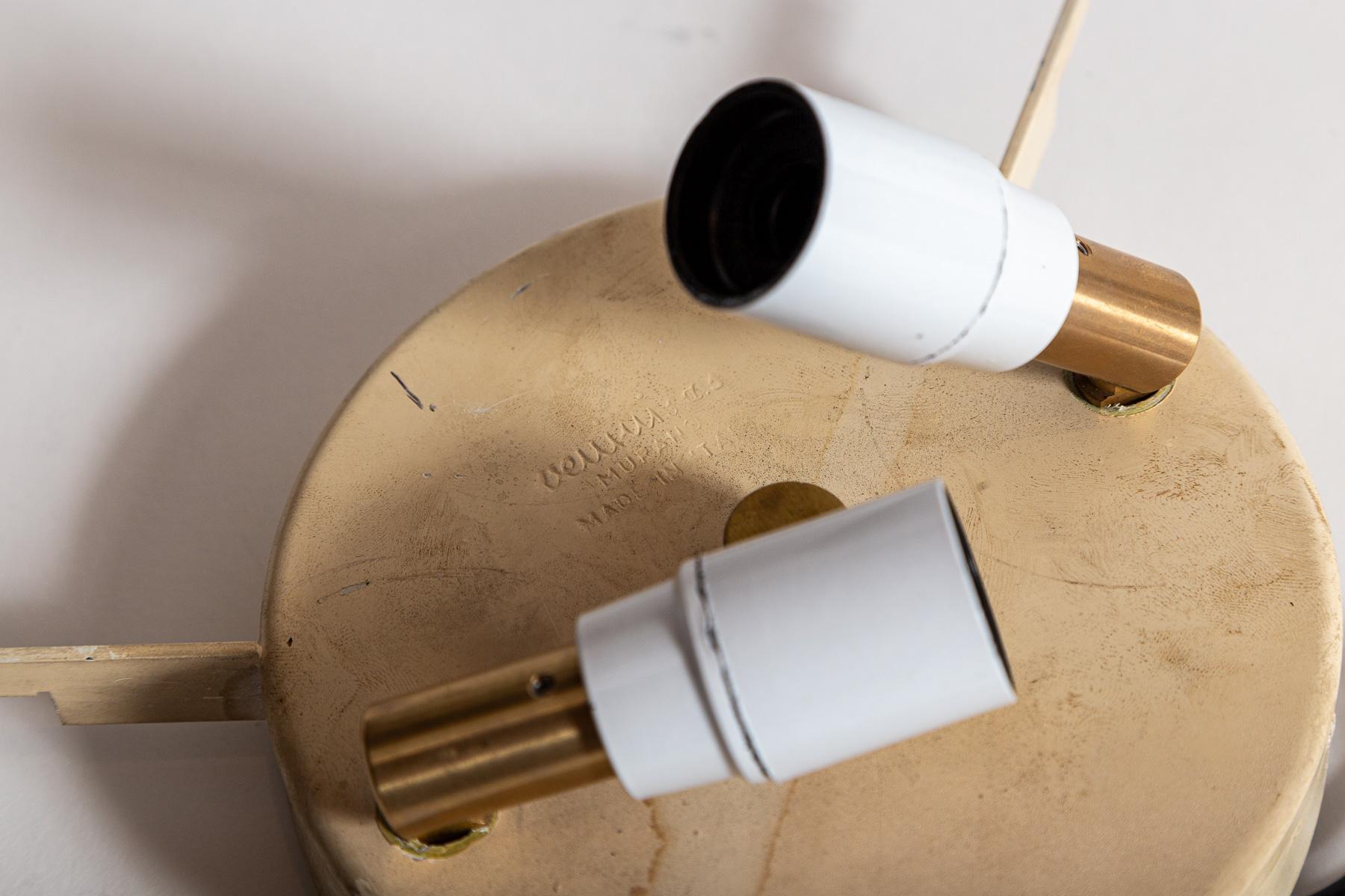 Italian Mid Century Murano Blown 'Maculato' White Flush Mounts Signed By Venini For Sale 3