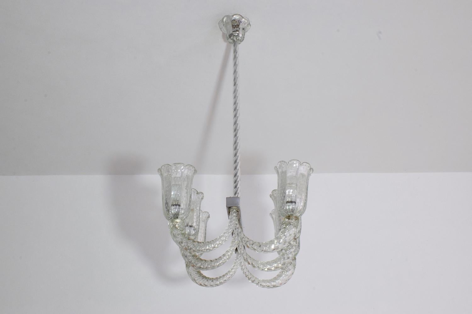 20th Century Italian Midcentury Murano Chandelier by Barovier & Toso, 1940s