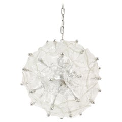 Italian Mid-Century Murano Chrome and Glass Disk Chandelier