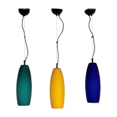 Ensemble de lampes à suspension italiennes en verre dépoli de Murano du milieu du siècle par De Majo Murano, 1970