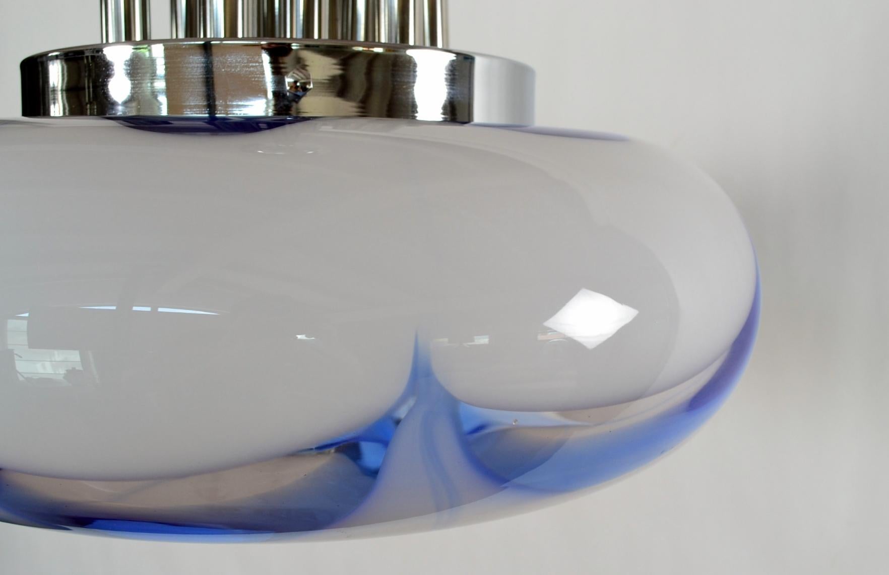 Italian Midcentury Murano Glass and Chrome Extra Large Ceiling Pendant, 1970s 5