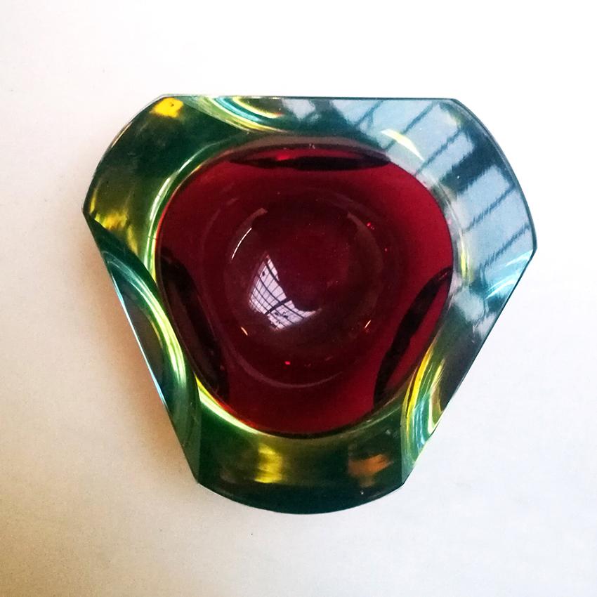 Mid-Century Modern Italian Midcentury Murano Glass Ashtray of the Sommersi Series, 1950s