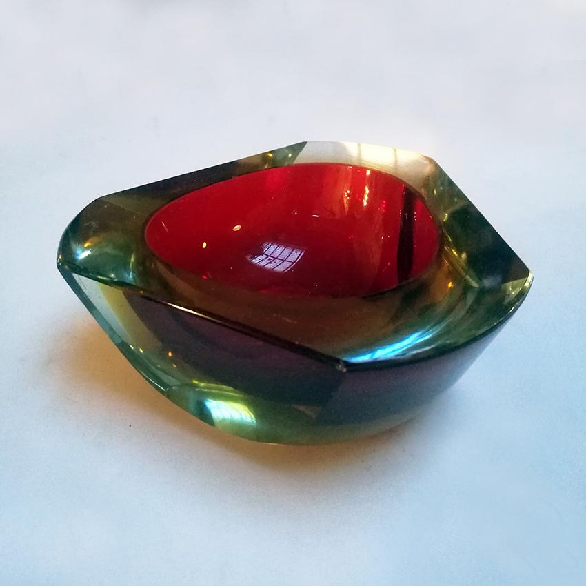 Mid-20th Century Italian Midcentury Murano Glass Ashtray of the Sommersi Series, 1950s