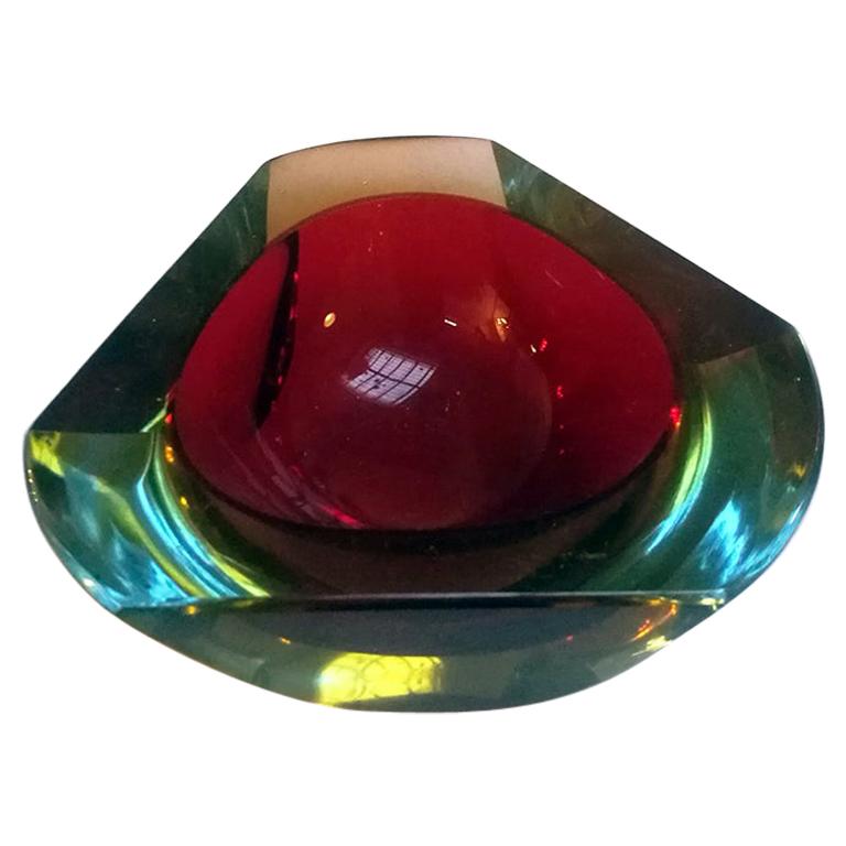 Italian Midcentury Murano Glass Ashtray of the Sommersi Series, 1950s