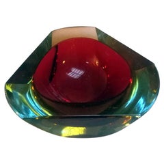 Italian Midcentury Murano Glass Ashtray of the Sommersi Series, 1950s Italian Midcentury Murano Glass Ashtray of the Sommersi Series, 1950s
