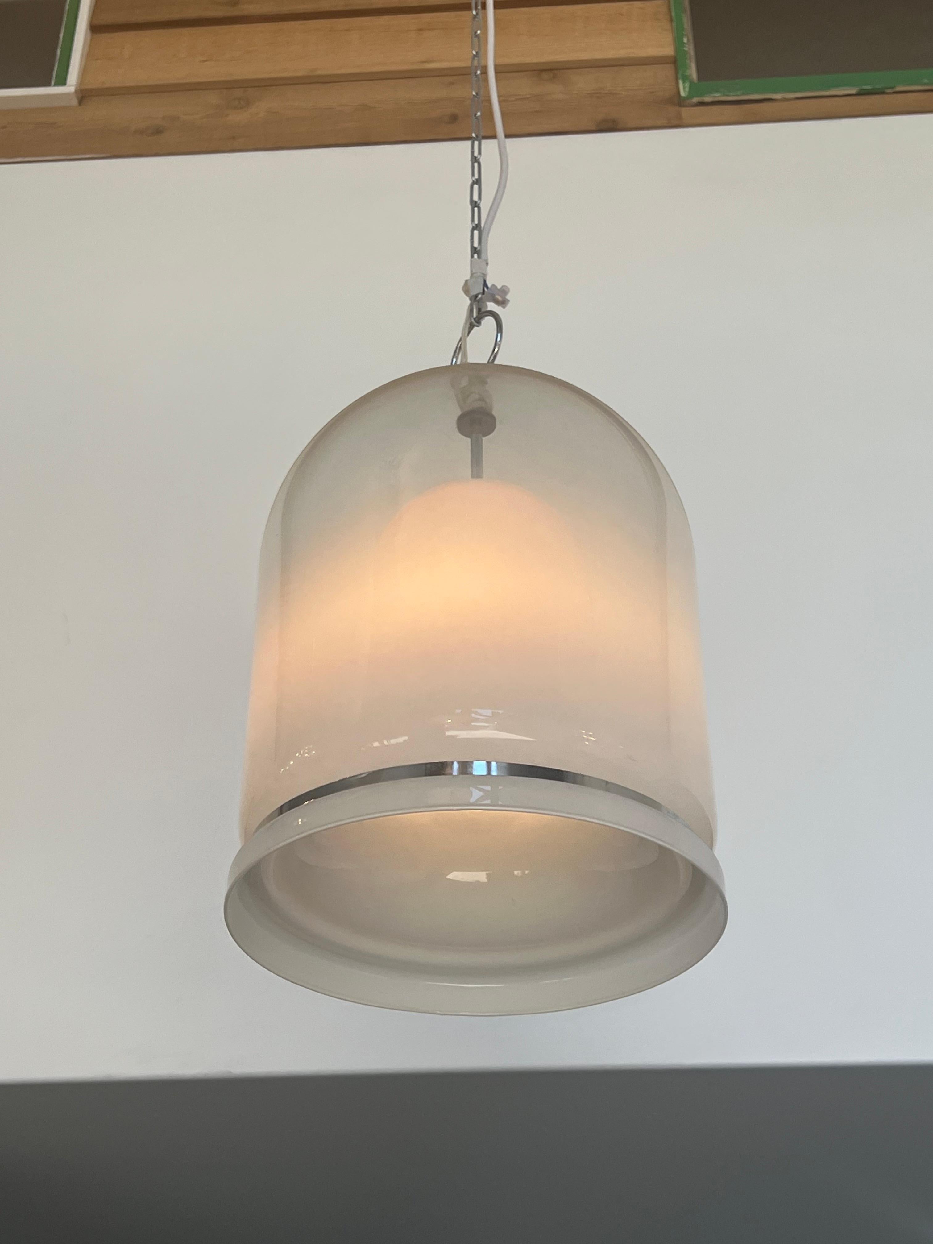 Mid Century Modern Italian bell pendant light made from Murano glass.