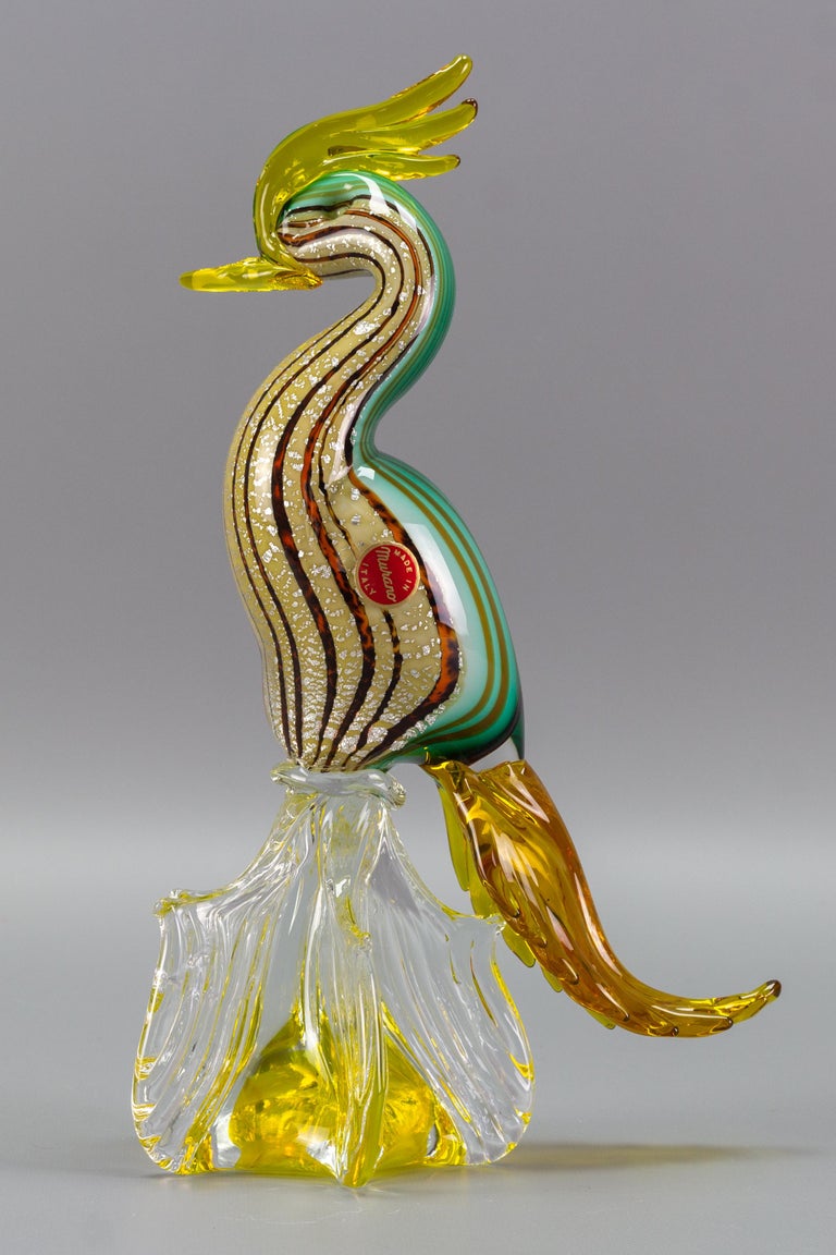Italian Mid-Century Murano Glass Bird Sculpture "Bird of Paradise