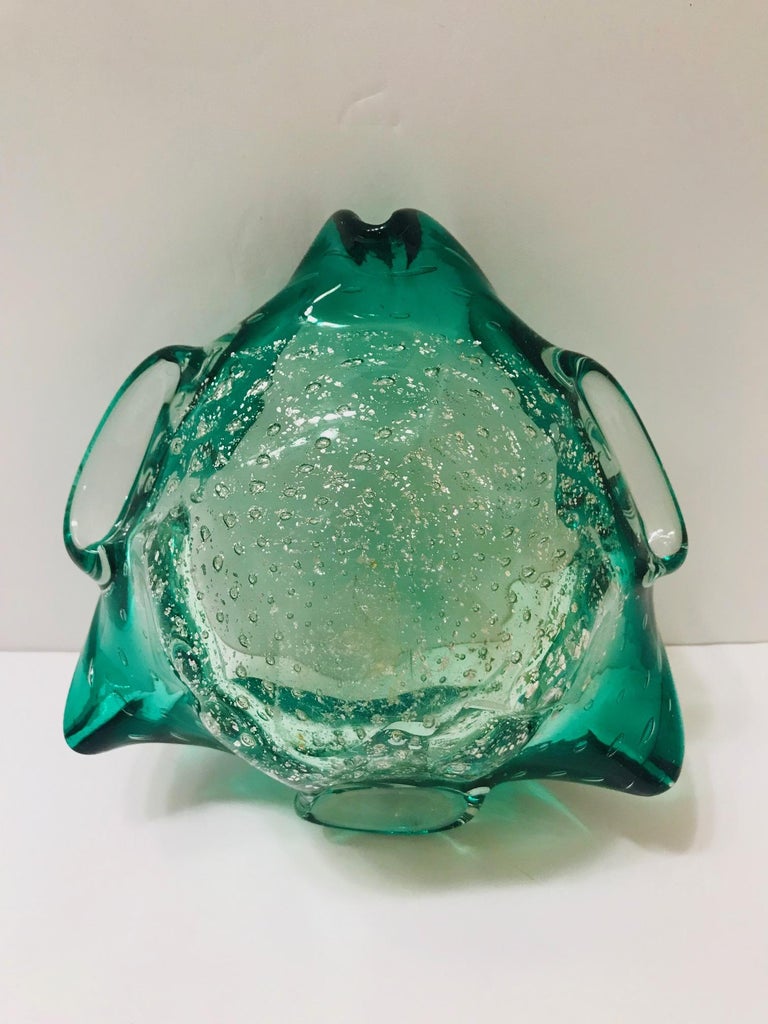 Mid-Century Modern Murano Ashtray or Bowl n Emerald Green, Italy, c. 1950's For Sale 3