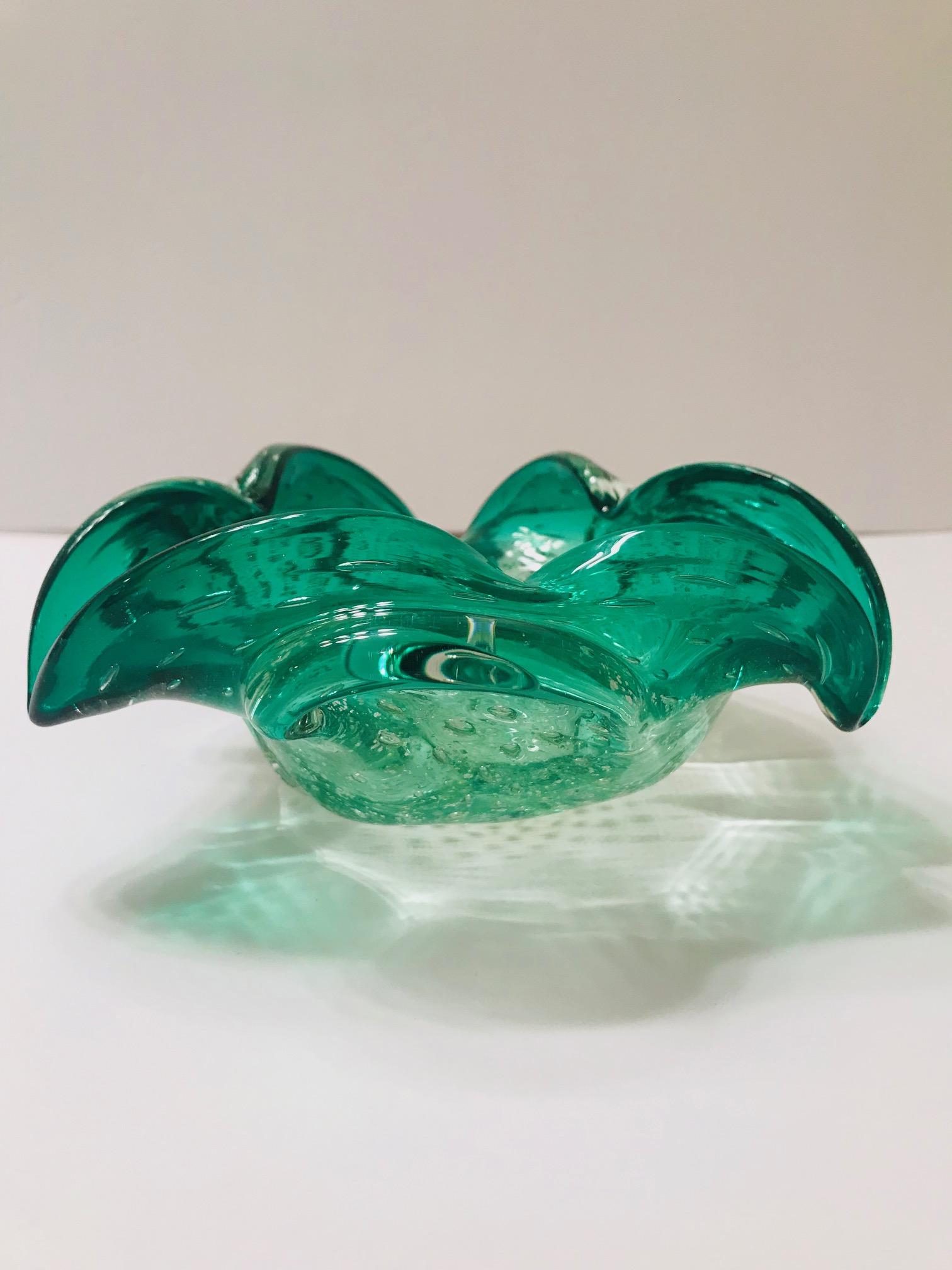 Hand-Crafted Mid-Century Modern Murano Ashtray or Bowl N Emerald Green, Italy, circa 1950s