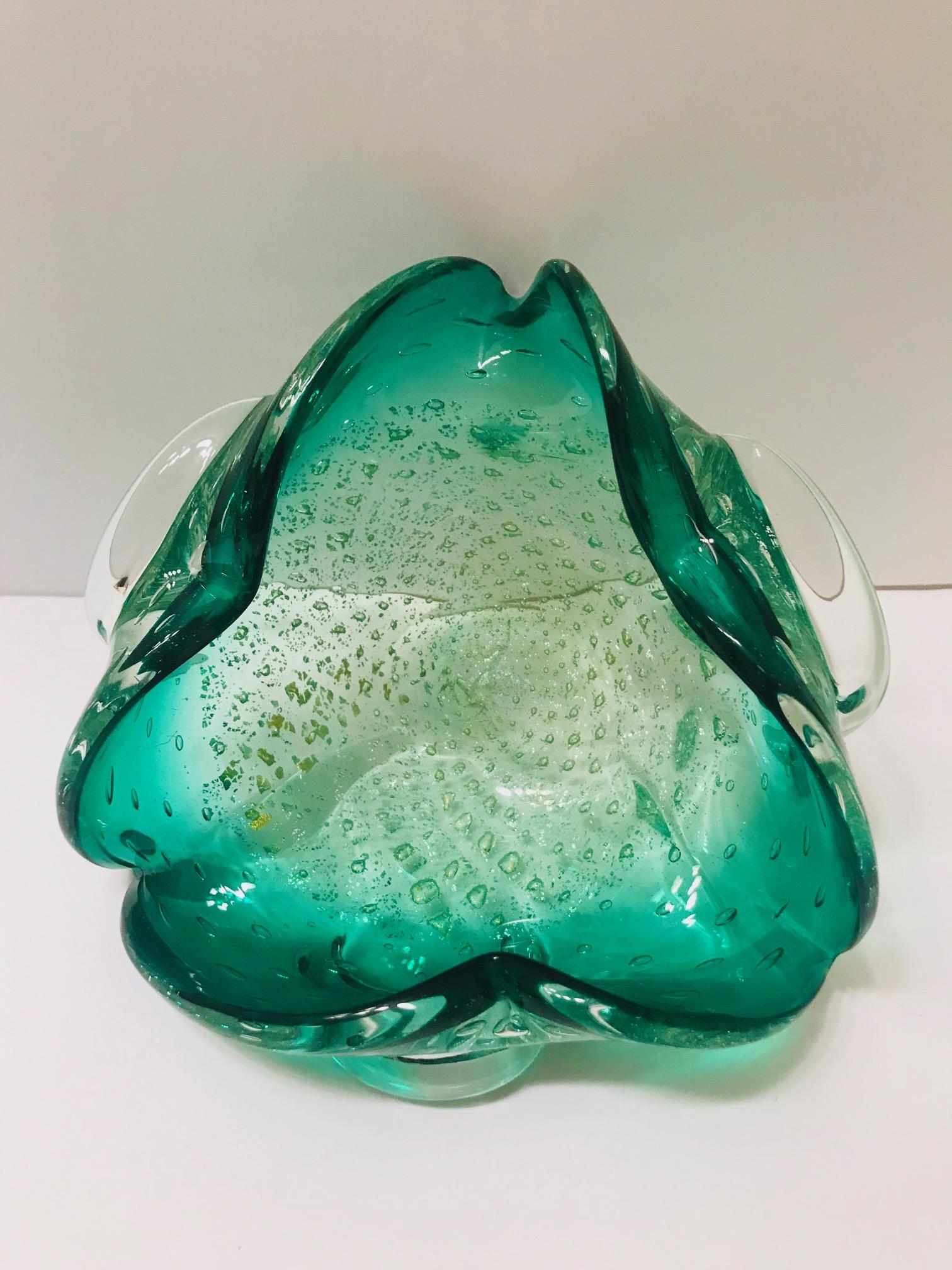 Mid-Century Modern Murano Ashtray or Bowl N Emerald Green, Italy, circa 1950s In Good Condition In Fort Lauderdale, FL
