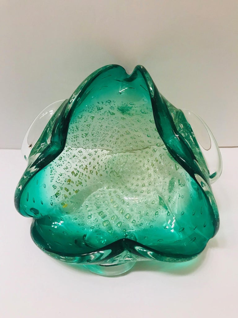Mid-20th Century Mid-Century Modern Murano Ashtray or Bowl n Emerald Green, Italy, c. 1950's For Sale
