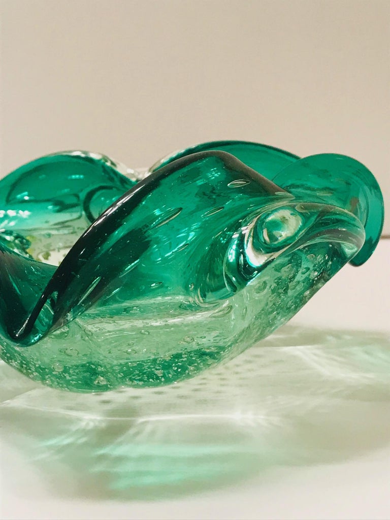 Mid-Century Modern Murano Ashtray or Bowl n Emerald Green, Italy, c. 1950's For Sale 1