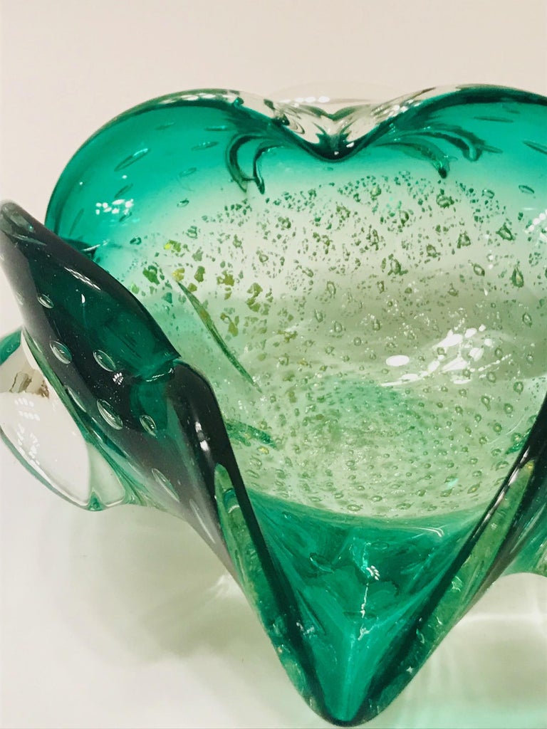 Mid-Century Modern Murano Ashtray or Bowl n Emerald Green, Italy, c. 1950's For Sale 2
