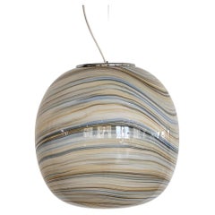 Vintage Italian Midcentury Murano Glass Globe Chandelier with Chrome Details, 1970s