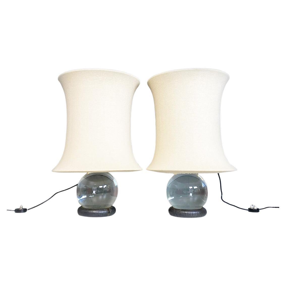 Italian Midcentury Murano Glass Lotus Table Lamps, G. Frattini for Meroni, 1964 For Sale