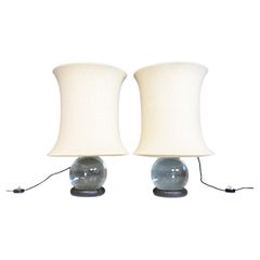 Retro Italian Midcentury Murano Glass Lotus Table Lamps, G. Frattini for Meroni, 1964