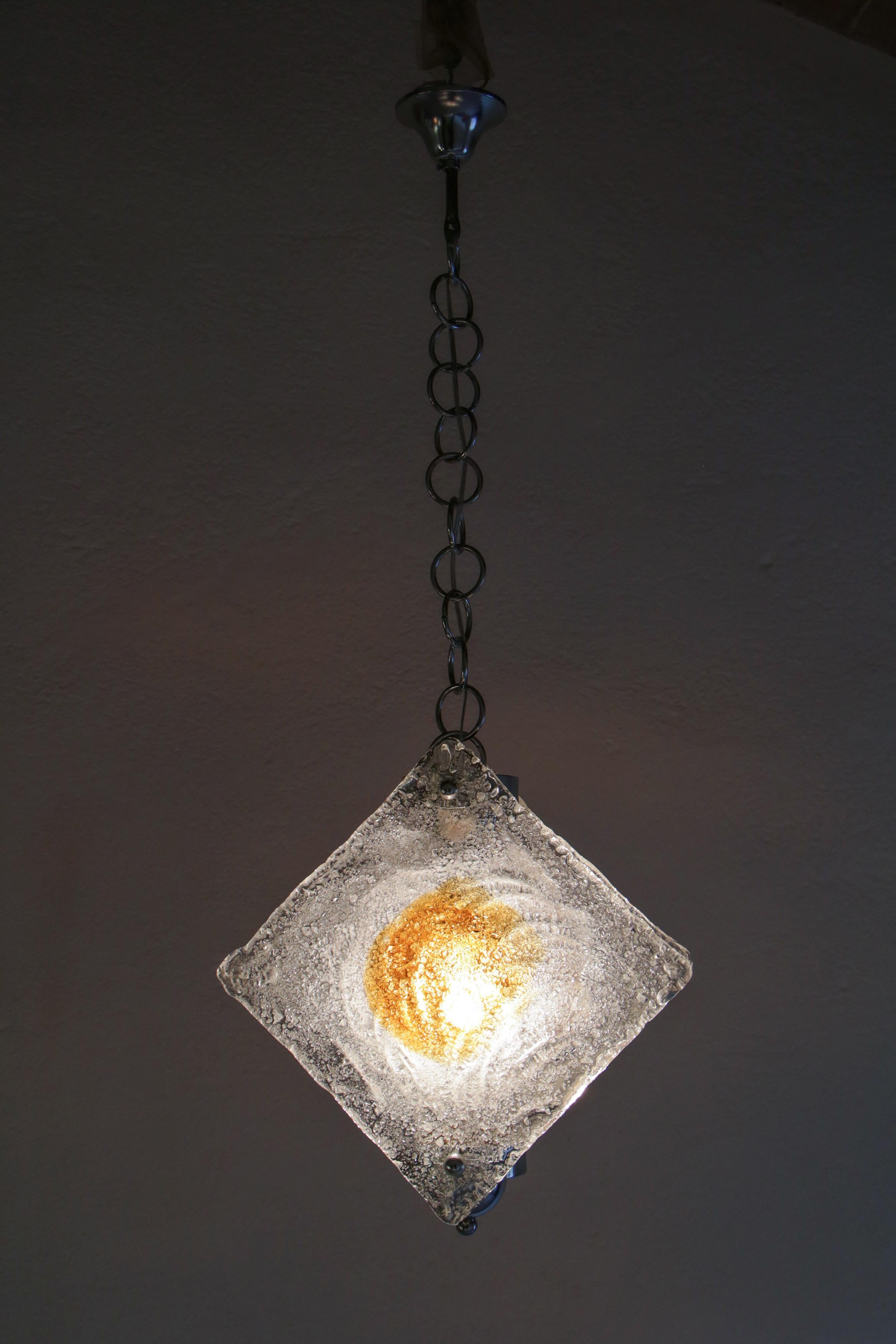 Italian Mid-Century Murano Glass Pendant Lamp Per Mazzega, 1970s For Sale 7