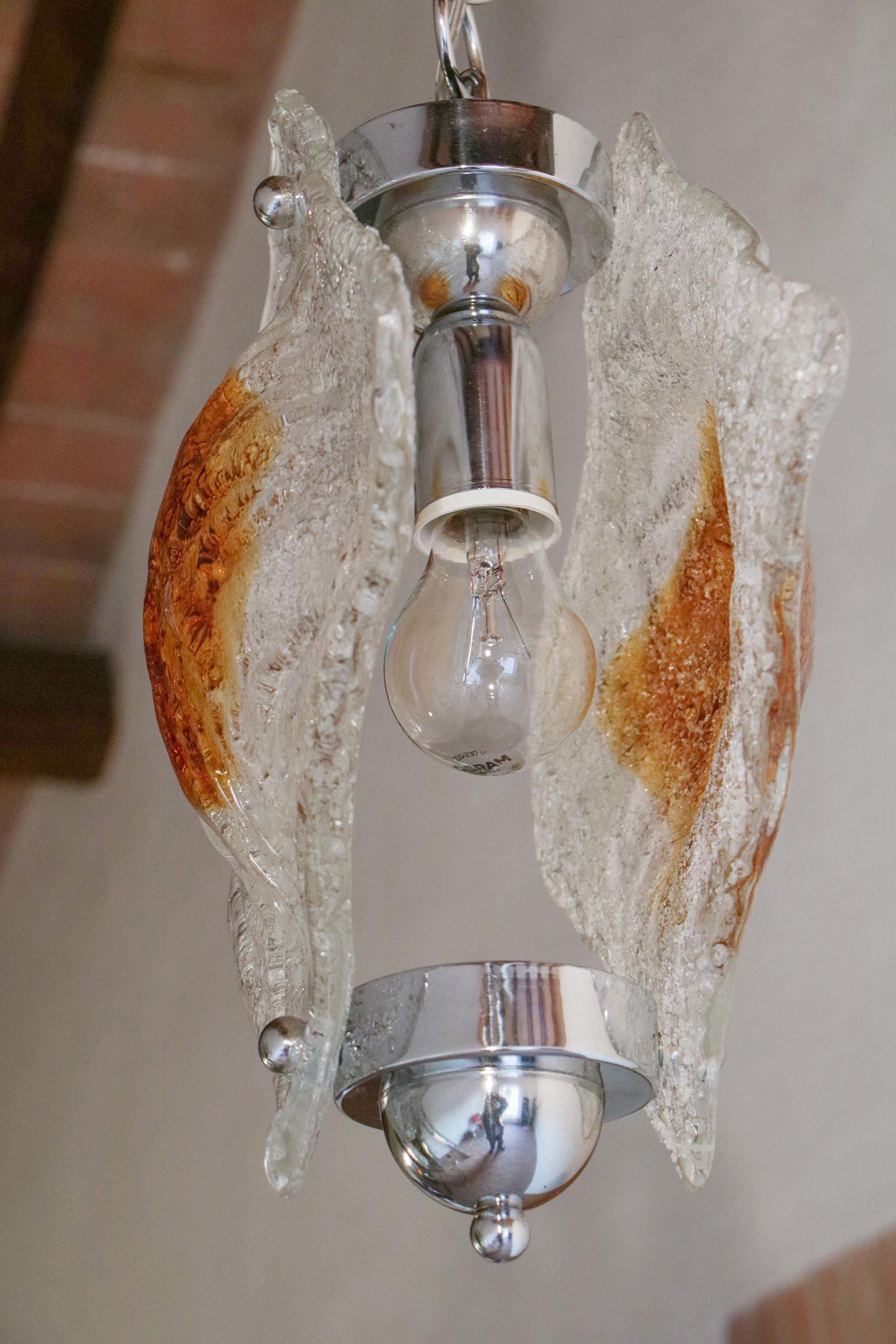 Italian Mid-Century Murano Glass Pendant Lamp Per Mazzega, 1970s For Sale 1