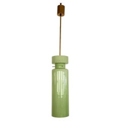 Italian Mid-Century Murano Glass Pendant Light in Kiwi Green by Vistosi, 1980s