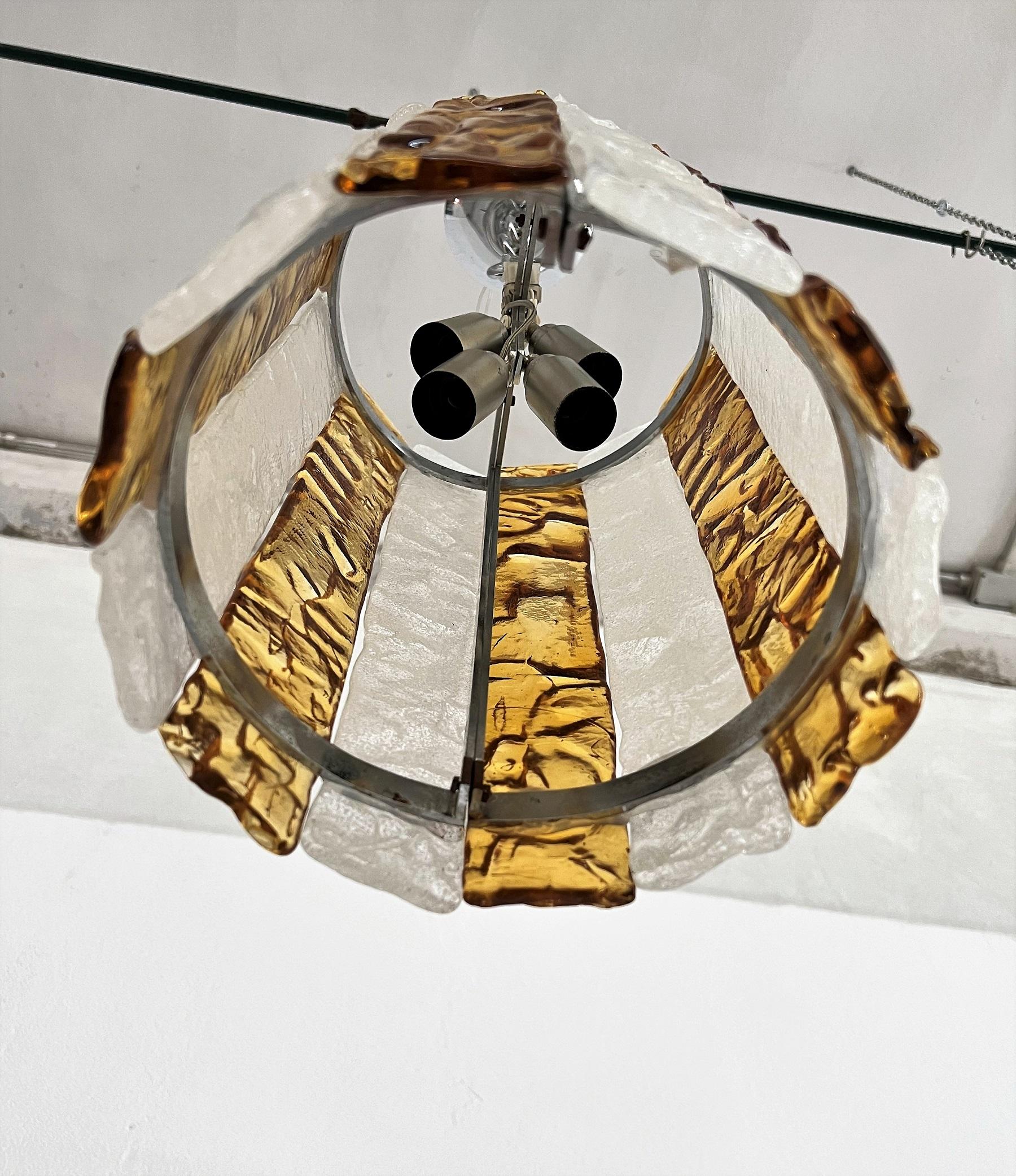 Italian Mid-Century Murano Glass Pendants by Mazzega, 1970s 4