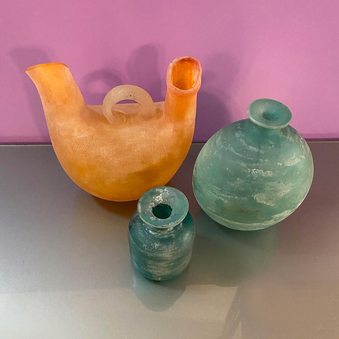 Mid-Century Modern Italian Midcentury Murano Glass Vases by Gino Cenedese from Scavo Series, 1960s