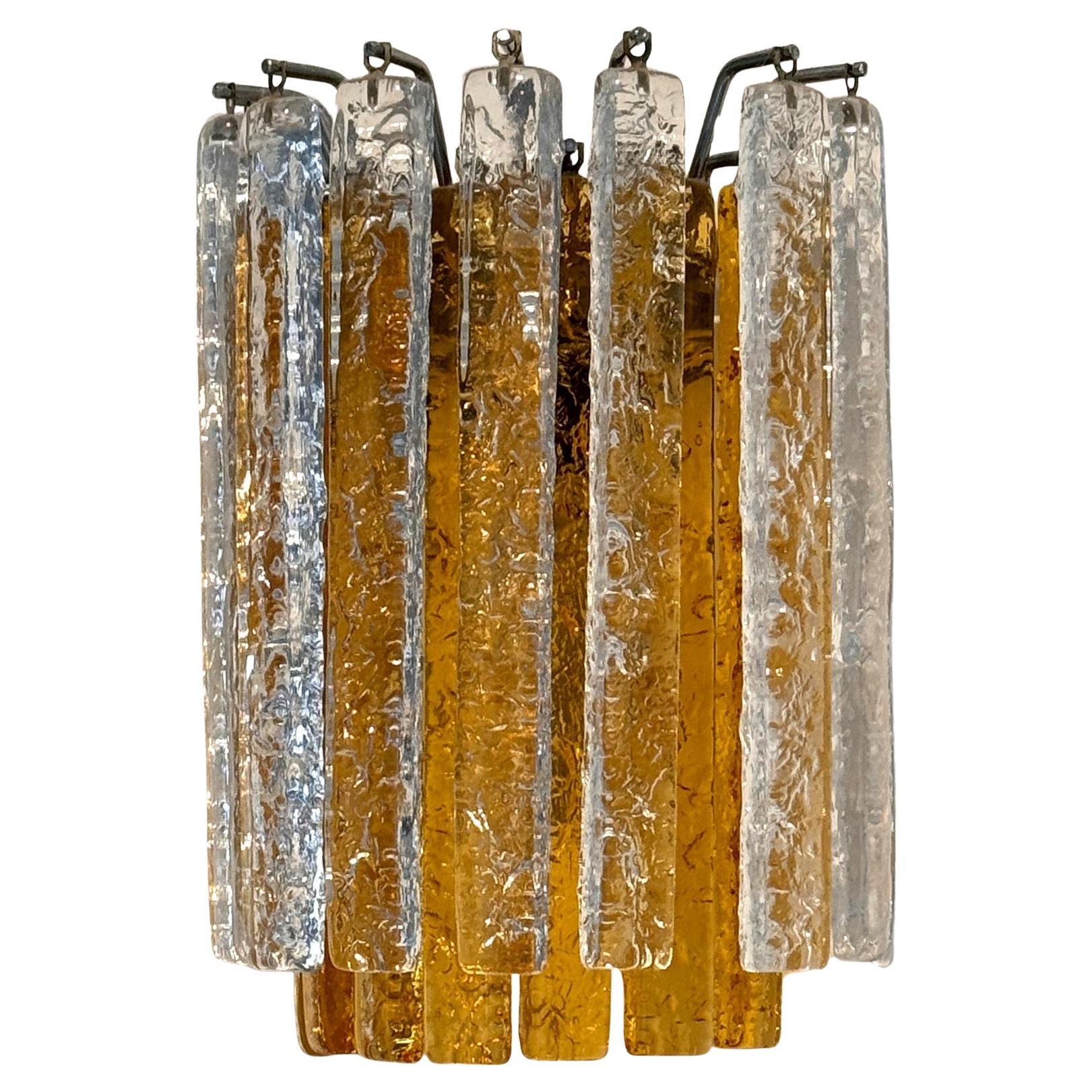 Aplique italiano de mediados de siglo de cristal de Murano en dos filas y colores