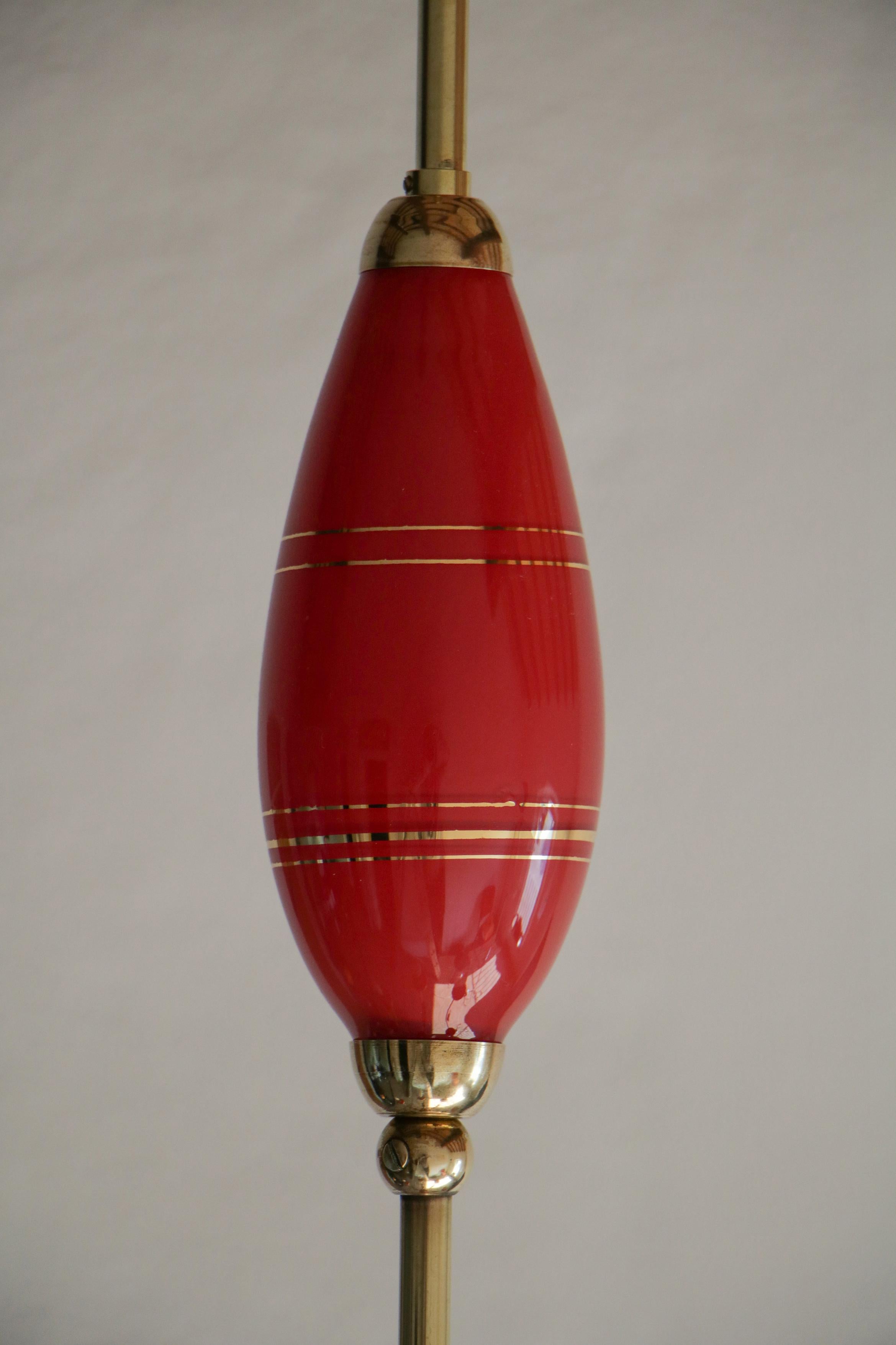 Italian Mid-Century Murano Red Glass Chandelier Gio Ponti Style, 1950s 6