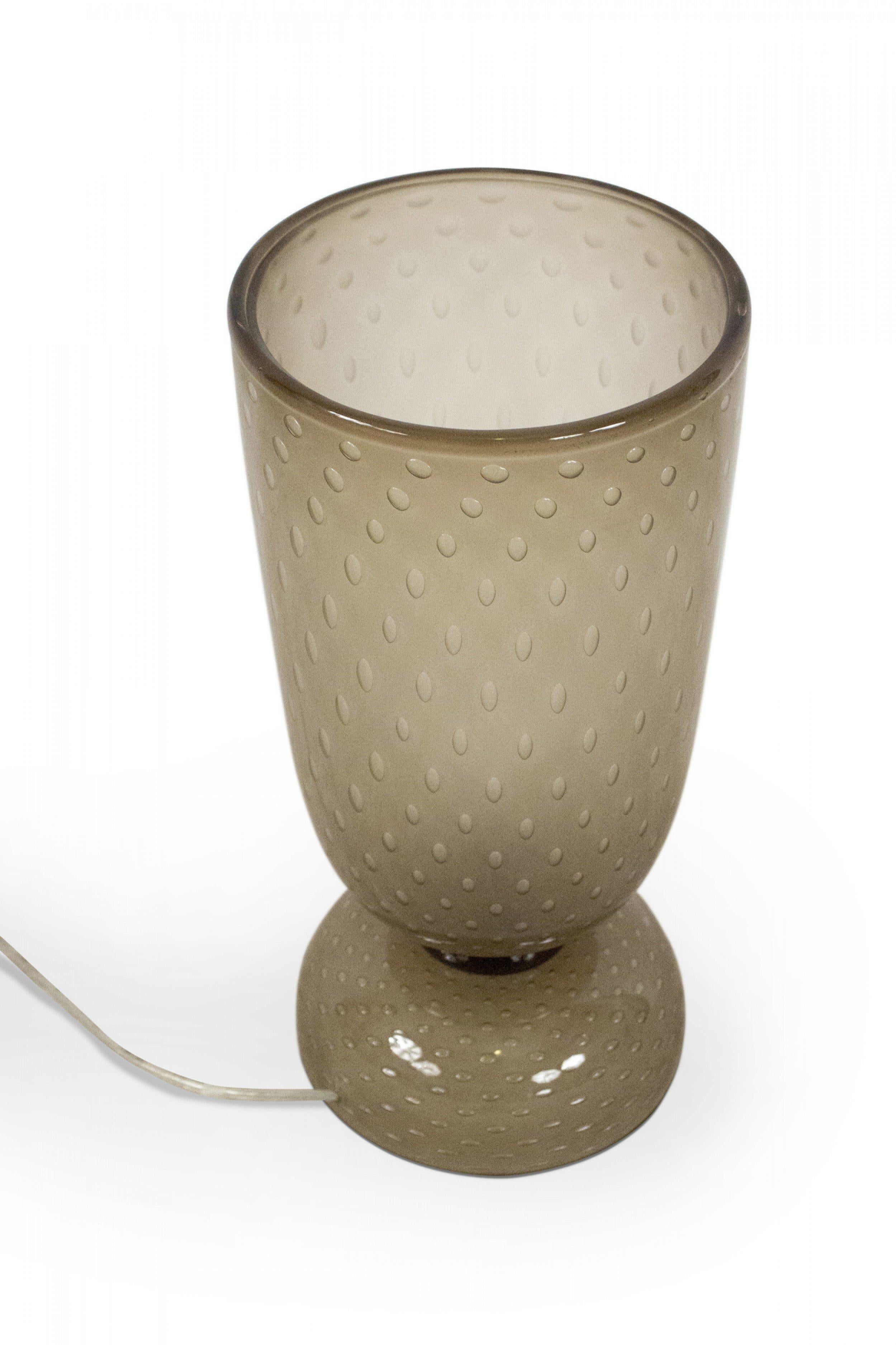 Mid-Century Modern Italian Mid-Century Murano Smoked Bubble Glass Chalice Table Lamp For Sale