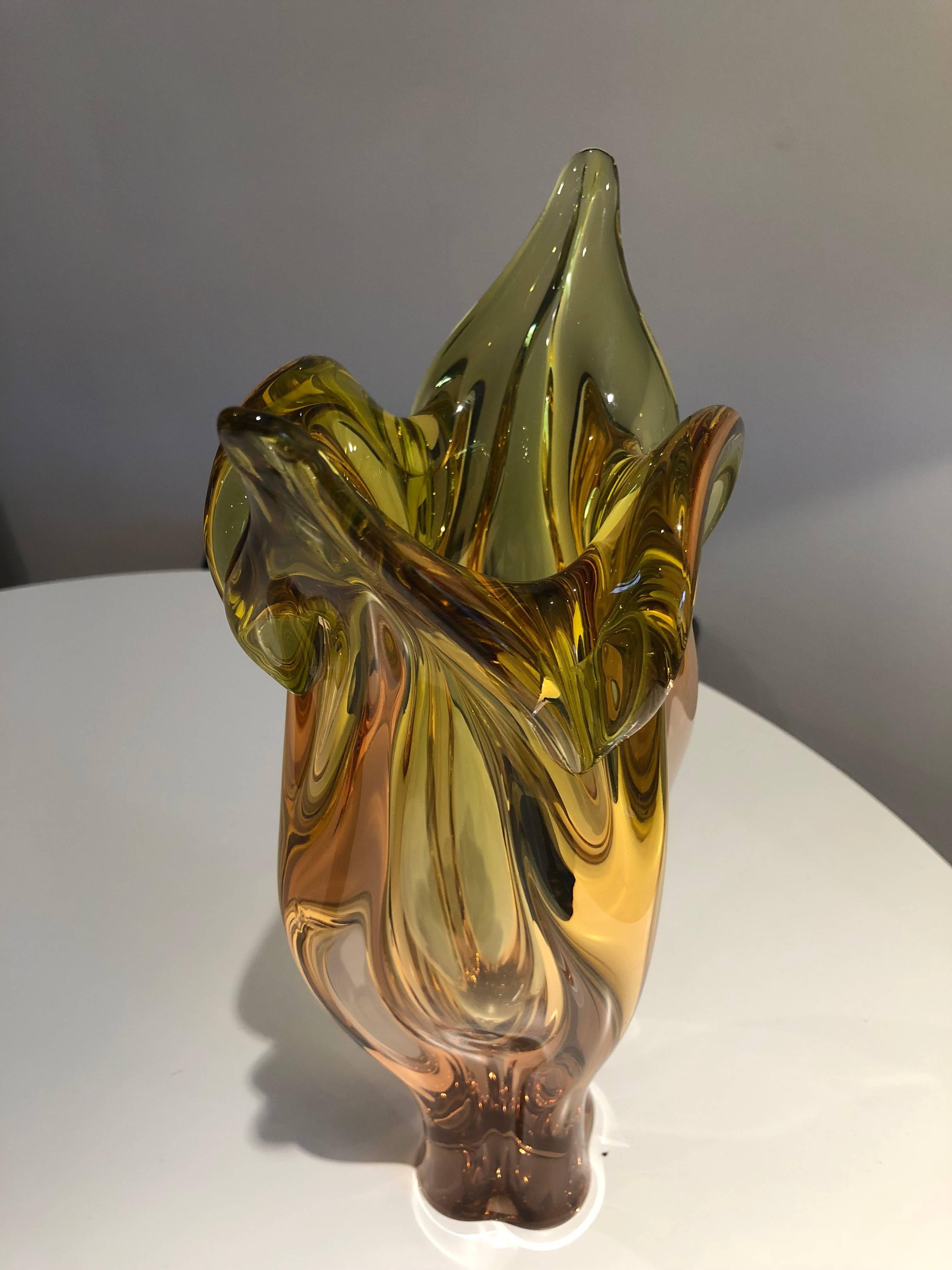 Italian Midcentury Murano Summerso Flower Vase 4