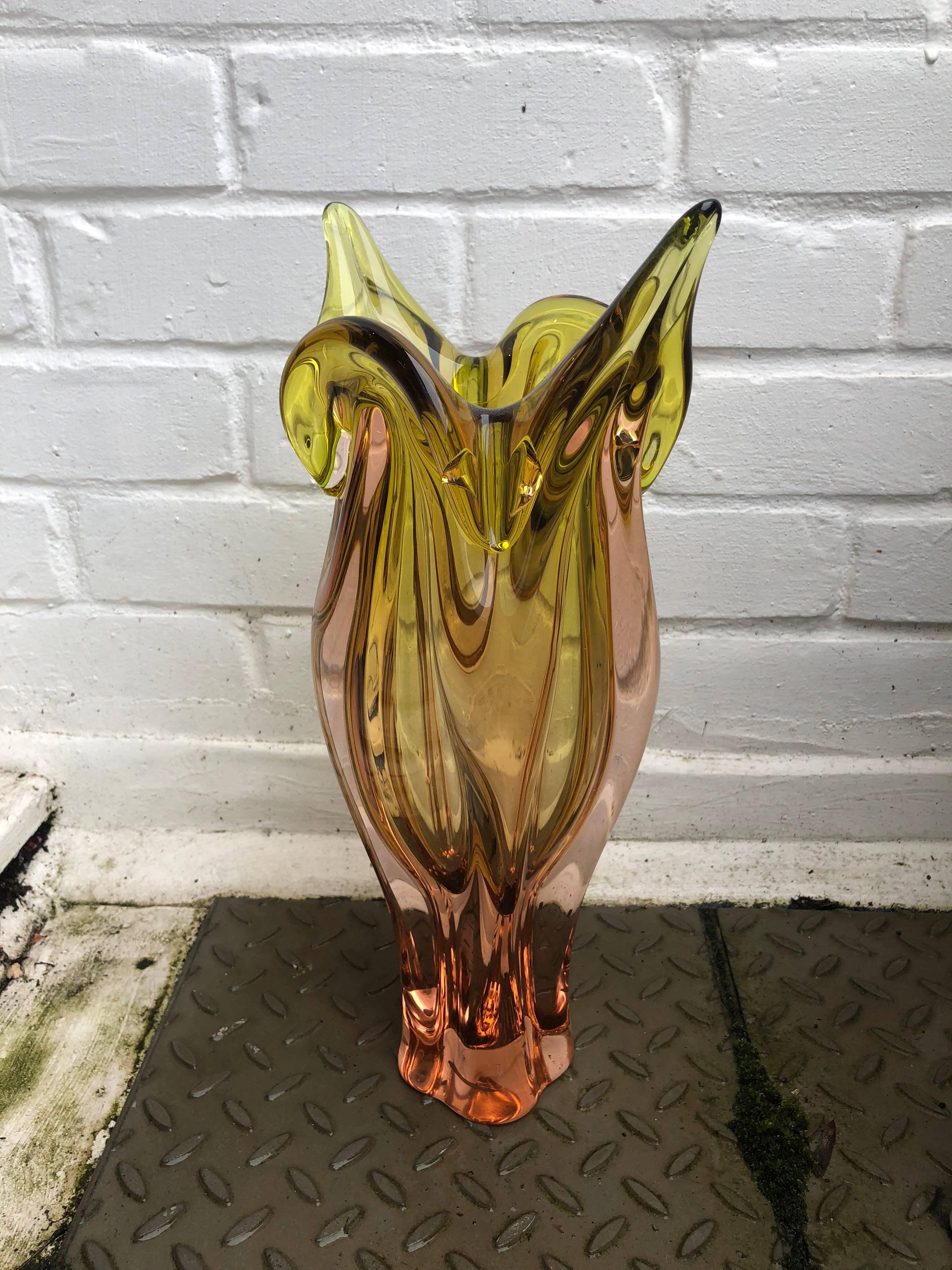 Italian Midcentury Murano Summerso Flower Vase 5