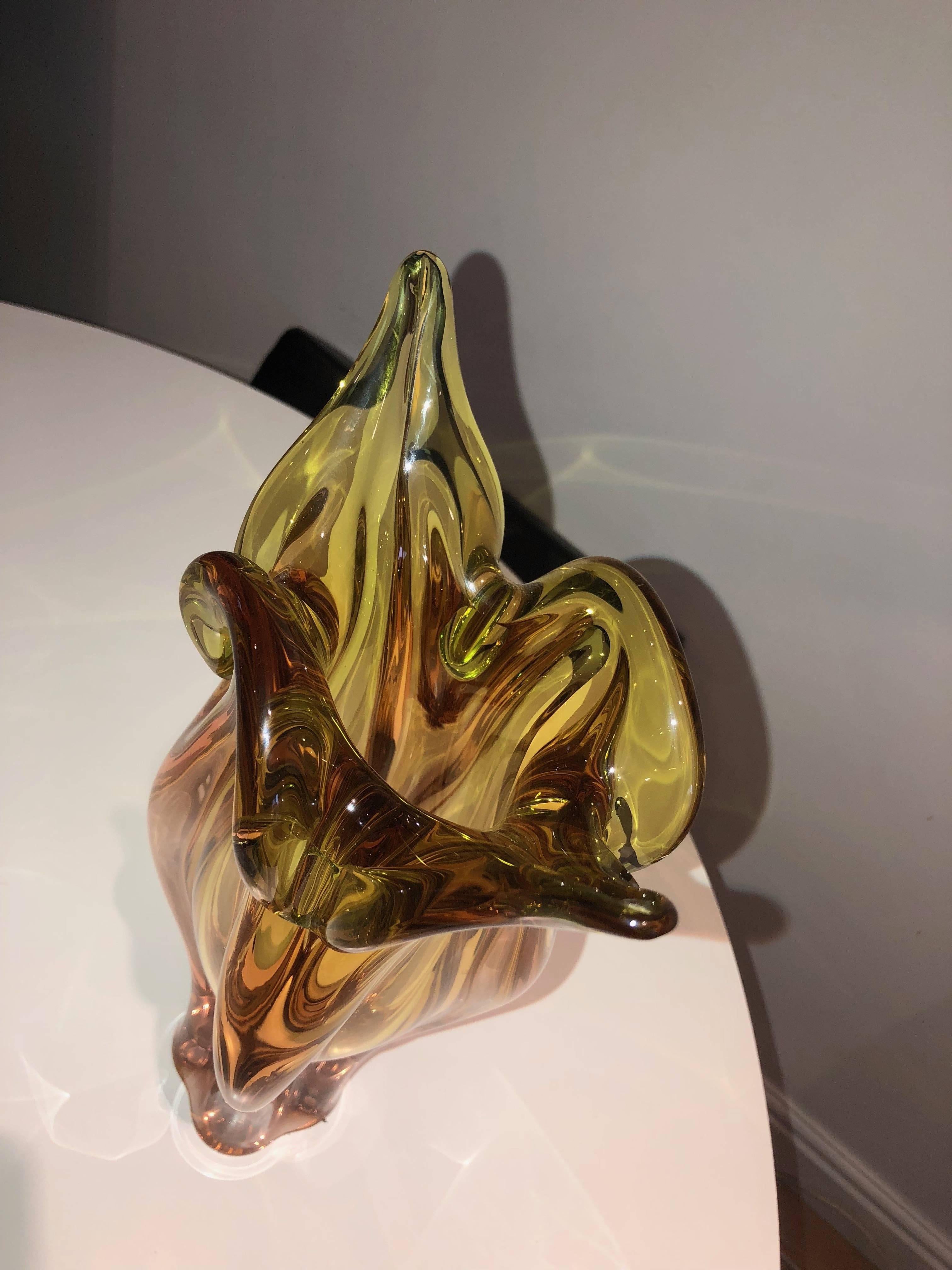 Murano Glass Italian Midcentury Murano Summerso Flower Vase