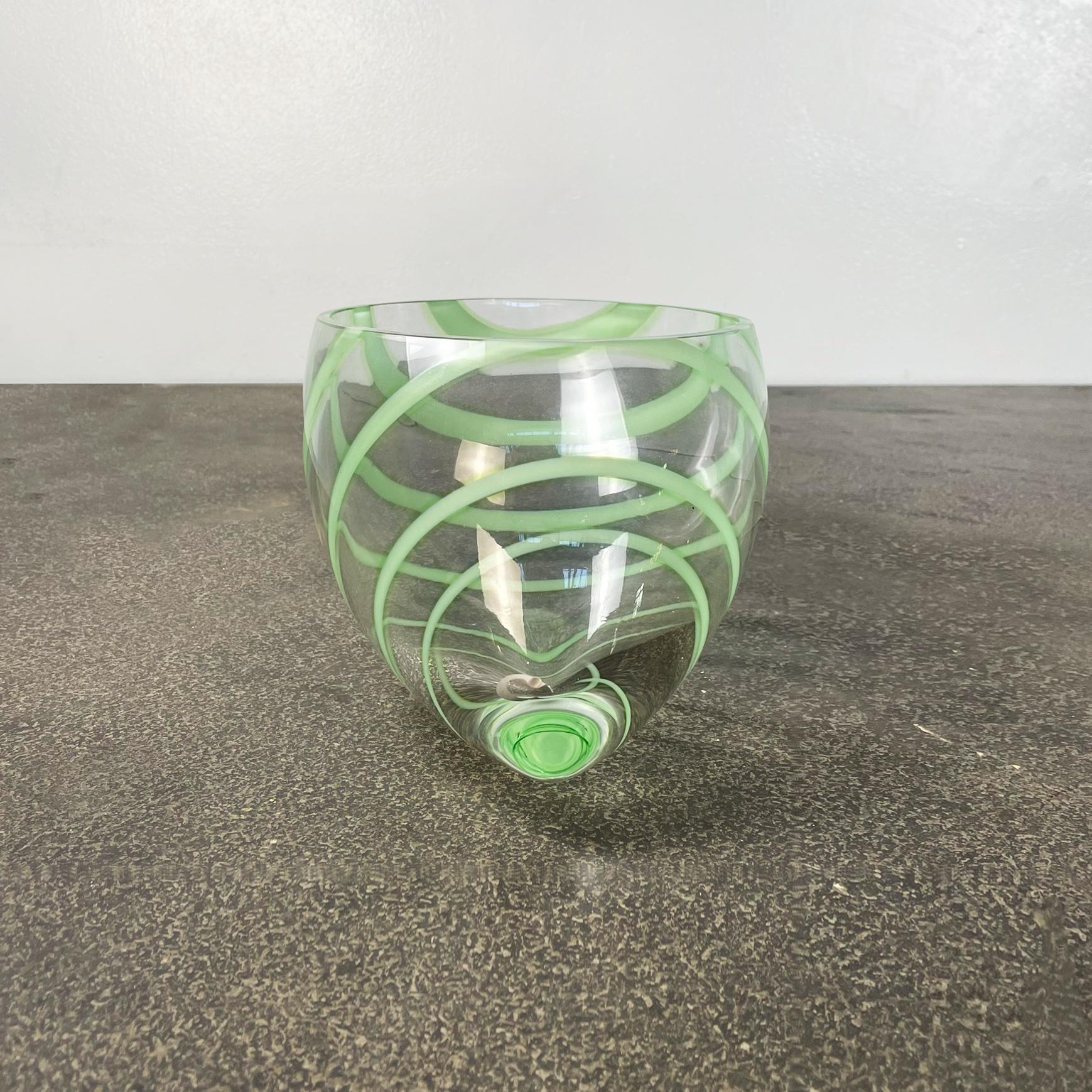 Italian Mid-Century Murano Transparent and Green Glass Vases by Nason, 1980s In Good Condition In MIlano, IT