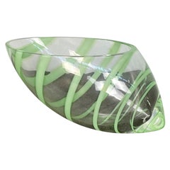 Italian Mid-Century Murano Transparent and Green Glass Vases by Nason, 1980s