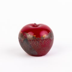 Italian Mid-Century Murano Venetian Blown Glass Apple Desk Paperweight