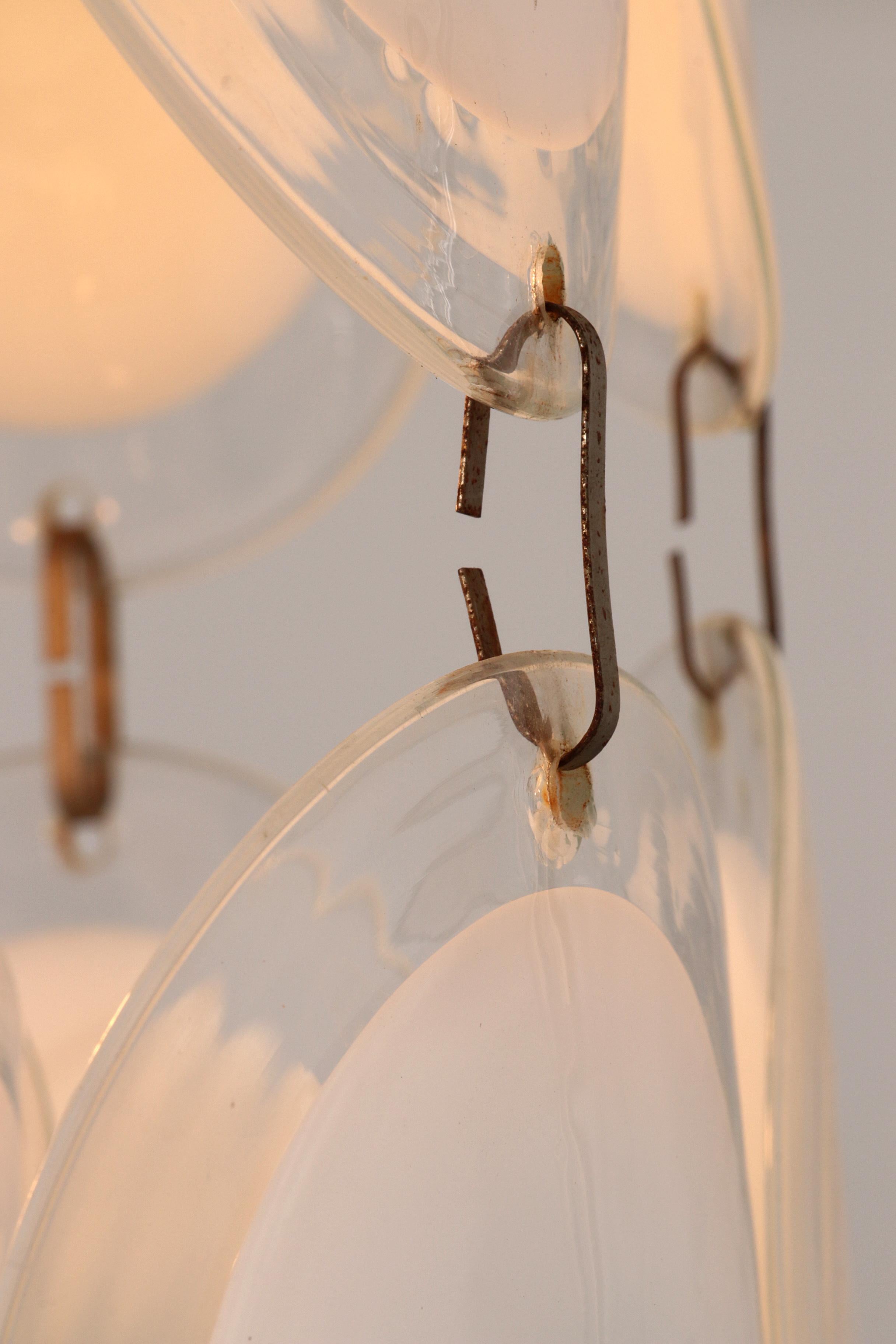 Lampadario a disco in vetro di Murano, Venezia, metà del secolo scorso, di Vistosi in vendita 4