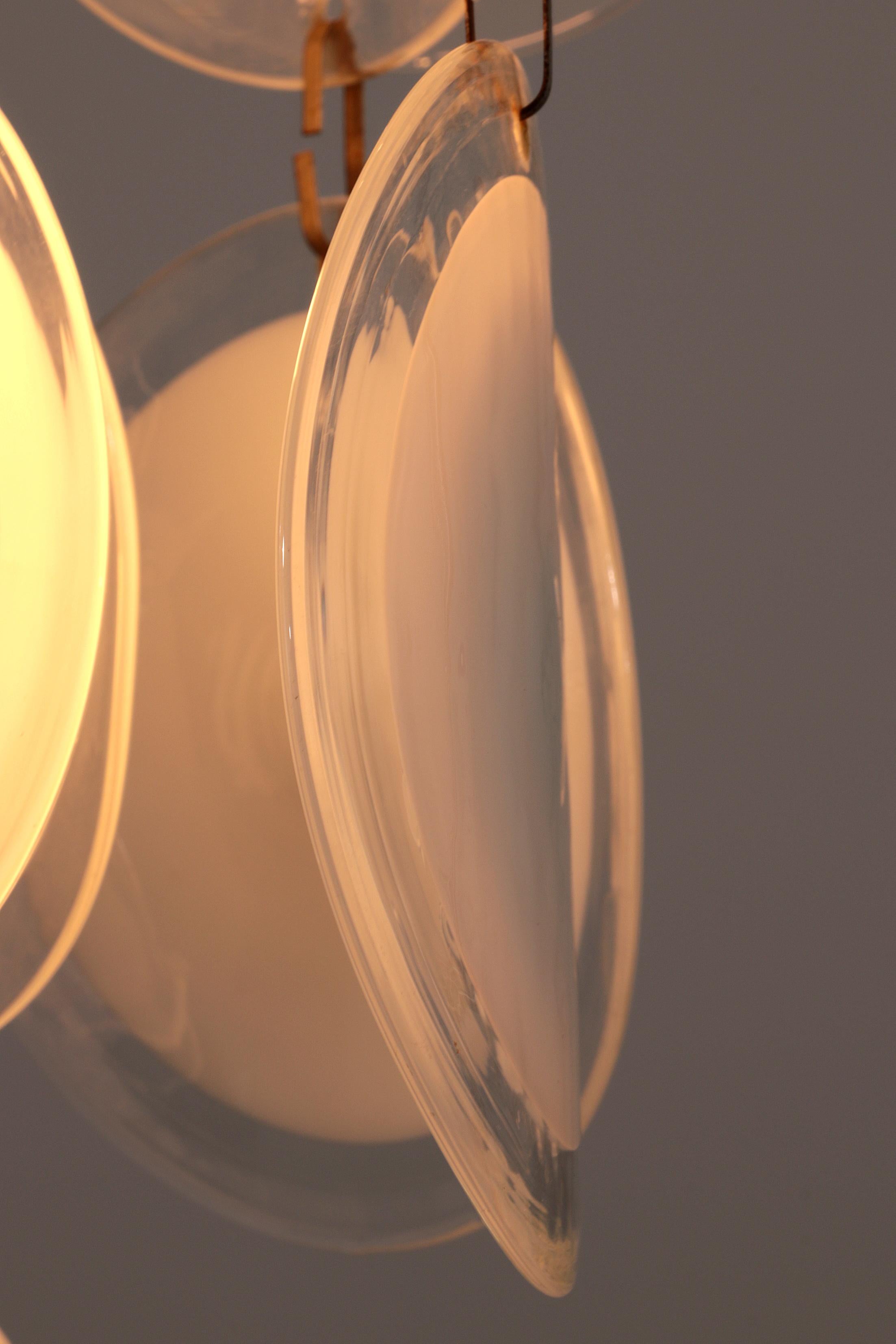 Lampadario a disco in vetro di Murano, Venezia, metà del secolo scorso, di Vistosi in vendita 1