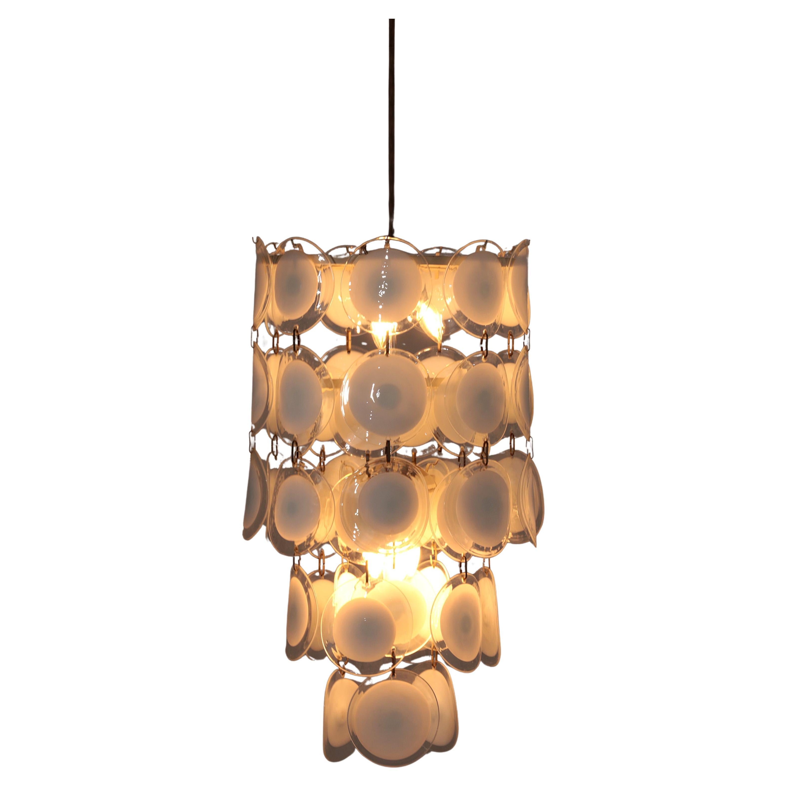 Lampadario a disco in vetro di Murano, Venezia, metà del secolo scorso, di Vistosi