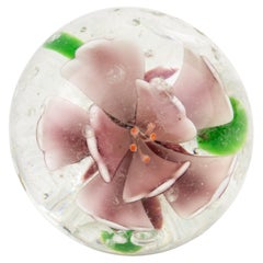 Italian Mid-Century Murano Venetian Lotus Flower Blown Glass Desk Paperweight 