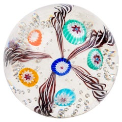 Italian Mid-Century Murano Venetian Millefiori Blown Glass Desk Paperweight