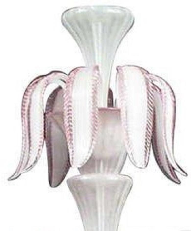 Mid-Century Modern Italian Mid-Century Murano White Opaline Glass Chandelier For Sale