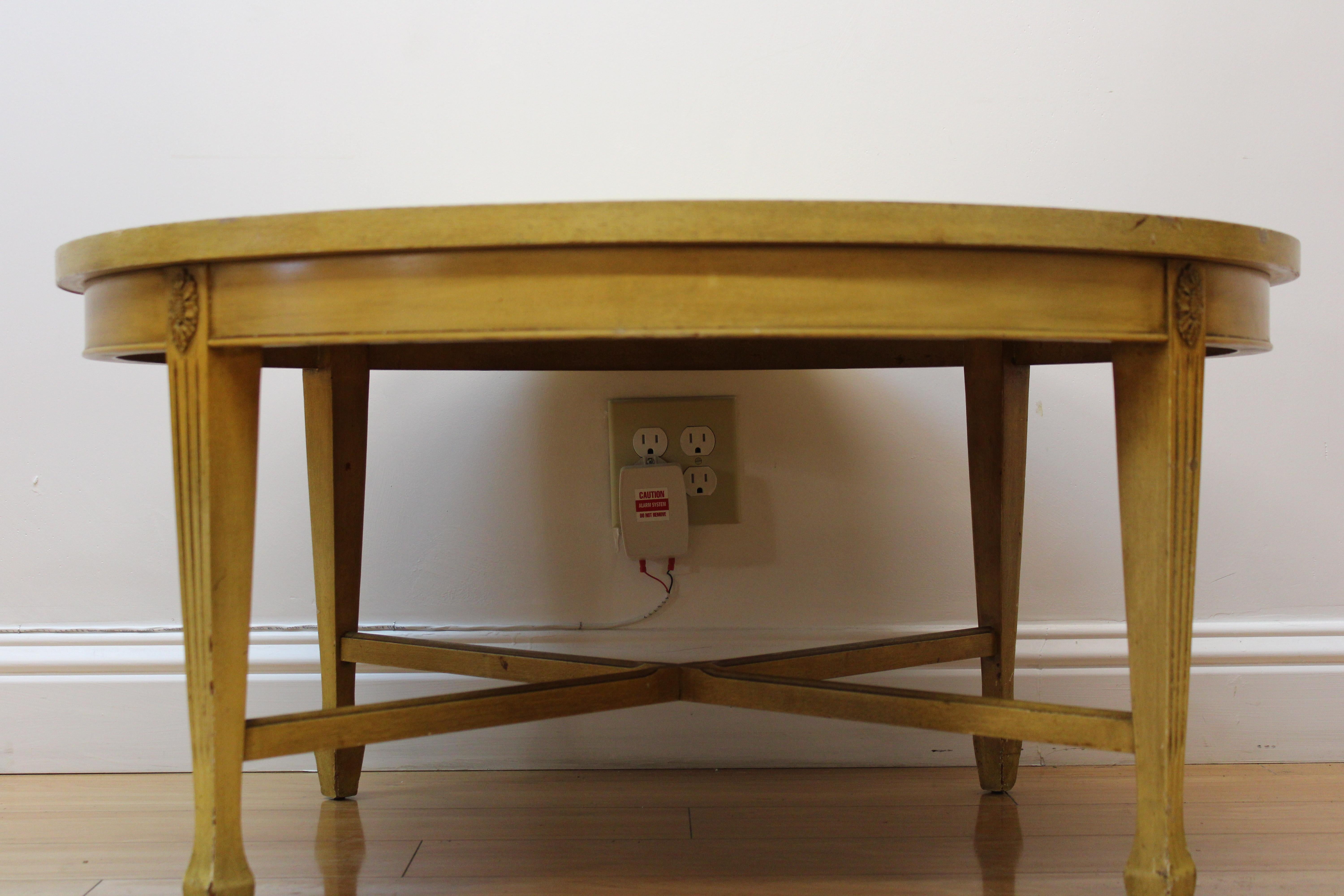 C. 20th Century

Italian Mid Century Neoclassical Style Painted Decorated Circular Coffee Table