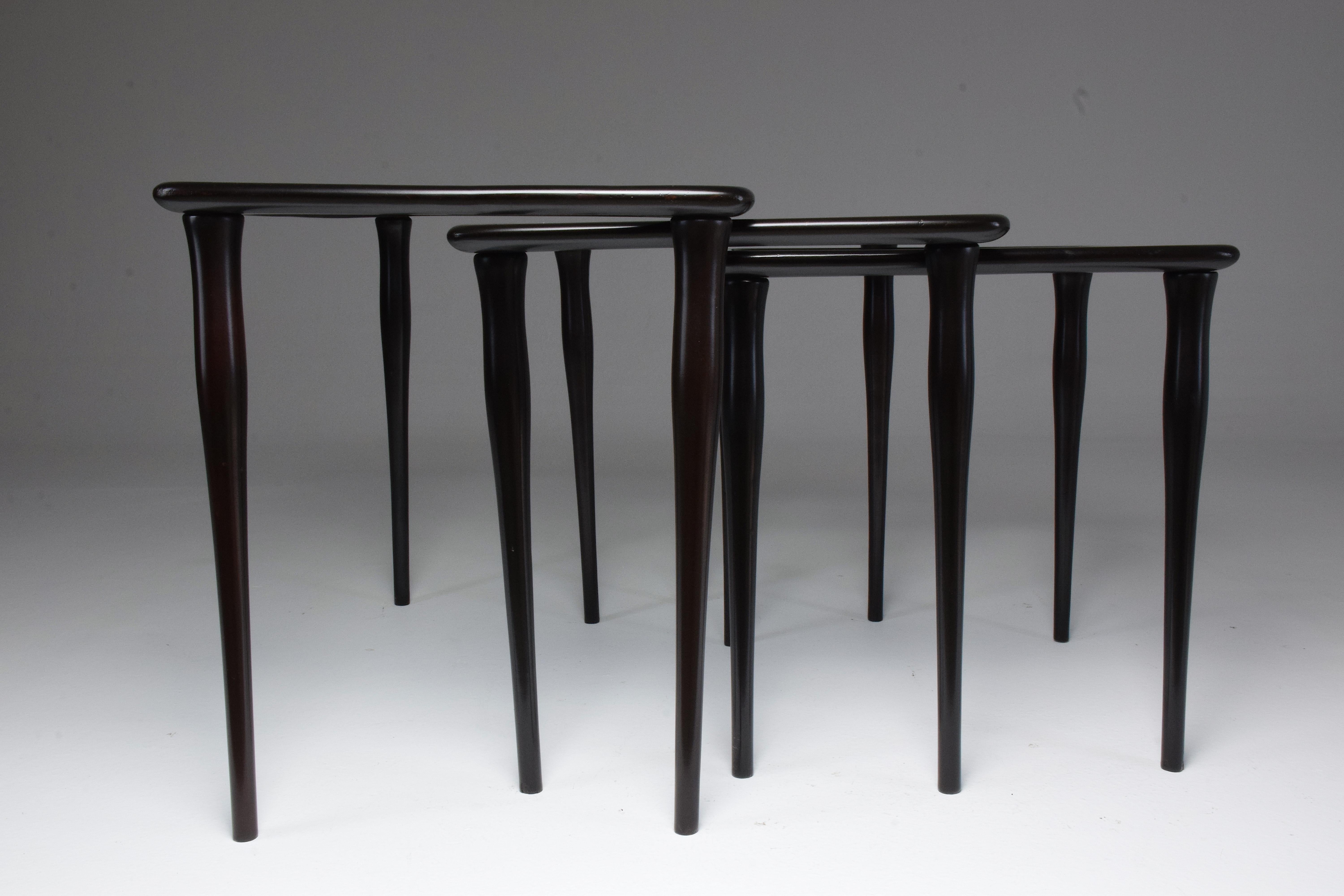 Three Italian Midcentury Nesting Tables by Ico Parisi, 1950s For Sale 3