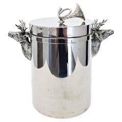 Italian Mid Century Nickel Plated Stag Ice Bucket, att. Gabriella Crespi, 1973