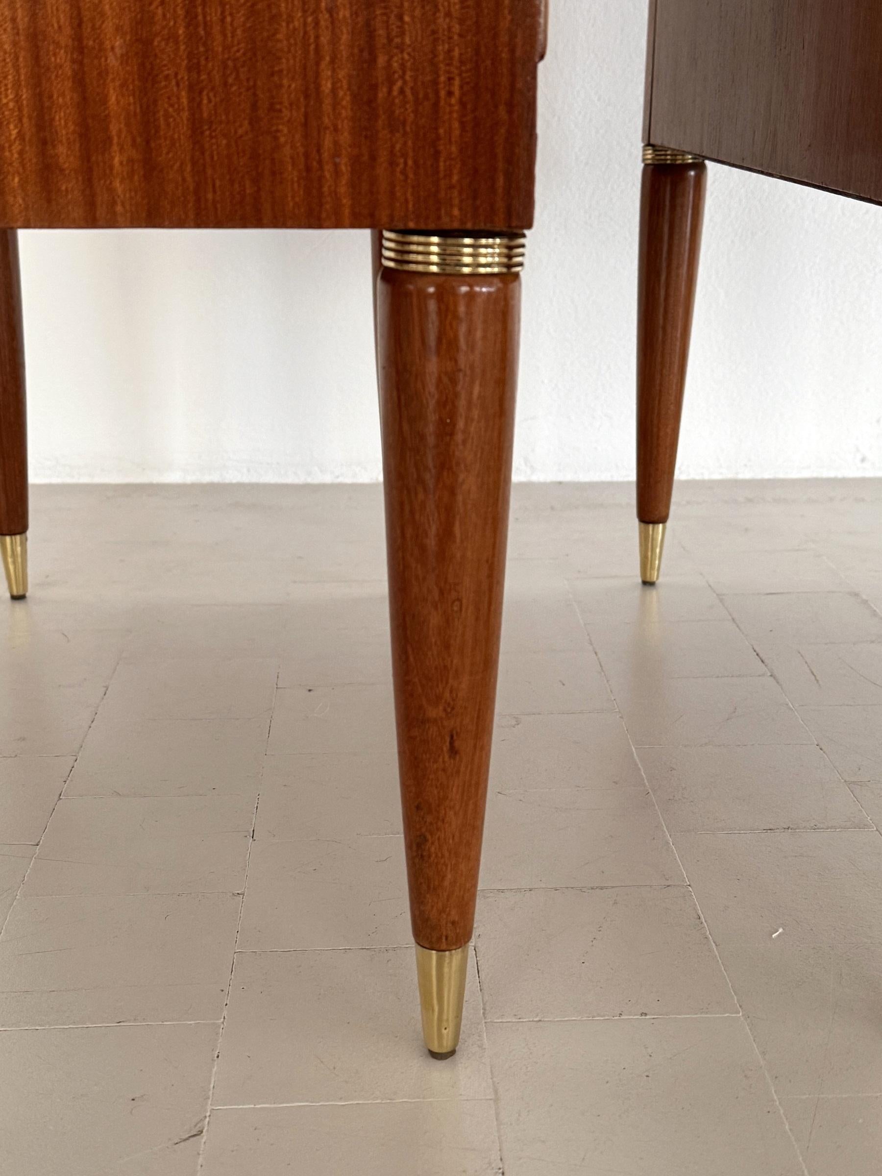 Italian Mid-Century Night Stands by La Permanente di Cantù with Green Marble Top For Sale 3