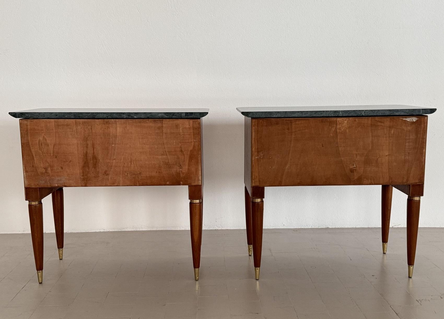 Italian Mid-Century Night Stands by La Permanente di Cantù with Green Marble Top For Sale 12