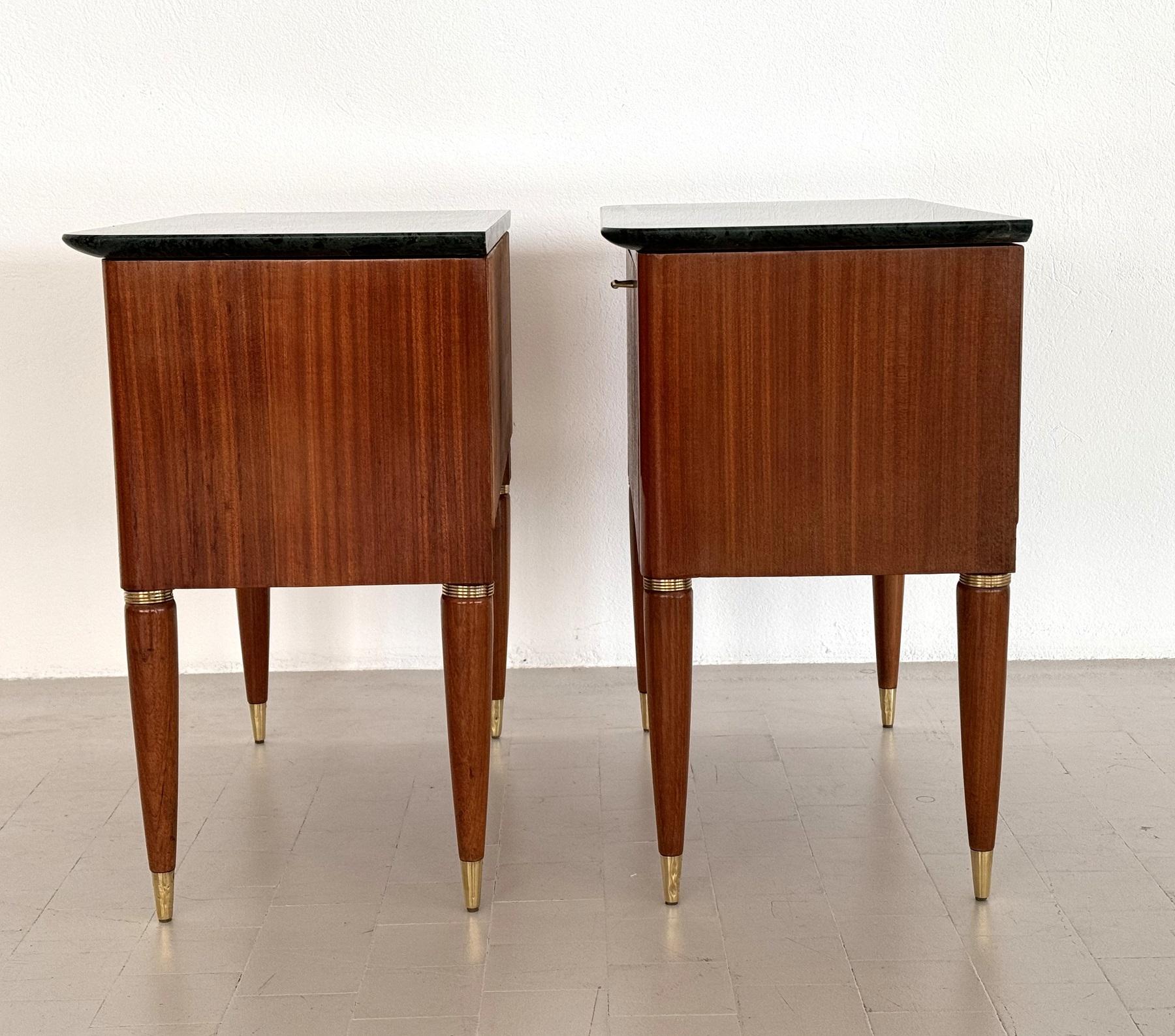 Italian Mid-Century Night Stands by La Permanente di Cantù with Green Marble Top For Sale 13